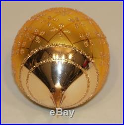 1987 Christopher Radko Glass Christmas Ornament Gold Faberge Teardrop 87-034-0
