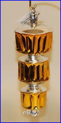 1987 Christopher Radko Glass Christmas Ornament Grecian Column Gold 87-052-0