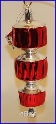 1987 Christopher Radko Glass Christmas Ornament Grecian Column Red 87-052-0