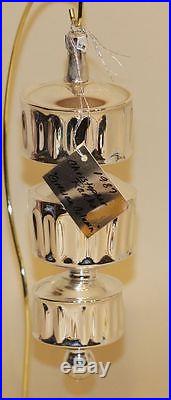 1987 Christopher Radko Glass Christmas Ornament Grecian Column Silver 87-052-0