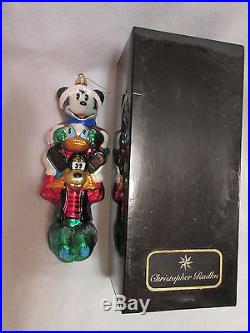 1990's Christopher Radko Disney Hand Painted Glass Ornament Mickey, Goofy Donald