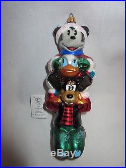 1990's Christopher Radko Disney Hand Painted Glass Ornament Mickey, Goofy Donald