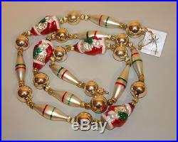 1992 Christopher Radko Glass Christmas Ornament Santa Claus Garland 92-220-0