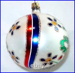 1992 Christopher Radko TIFFANY ALPINE FLOWERS #92-162-0 Glass 4D Ball Ornament