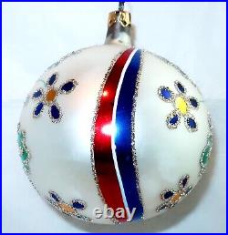 1992 Christopher Radko TIFFANY ALPINE FLOWERS #92-162-0 Glass 4D Ball Ornament