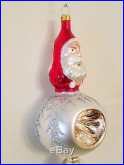 1992 RARE Christopher Radko Double Two Sided Santa Reflector Ornament 92-102-0