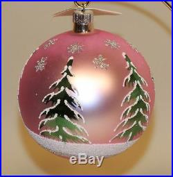 1992 Radko Glass Christmas Ornament Siberian Sleighride Ball Pink 86-110-1
