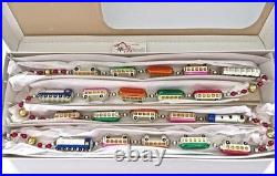 1993 Christopher Radko CHRISTMAS EXPRESS Train Glass Garland 72 Original Box