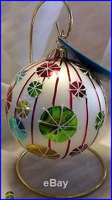 1995 Christopher Radko Glass Ball Christmas Ornament Sputnik Follies Retro 4