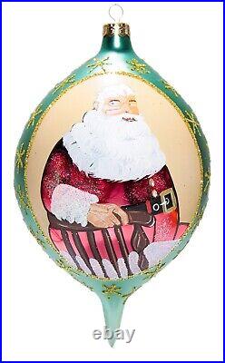 1996 CHRISTOPHER RADKO Esquire Santa Teardrop Christmas Ornament with Tag & Box