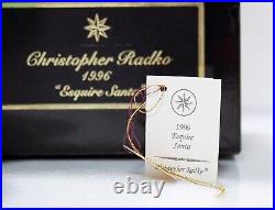 1996 CHRISTOPHER RADKO Esquire Santa Teardrop Christmas Ornament with Tag & Box