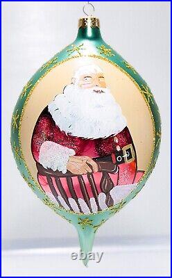 1996 CHRISTOPHER RADKO Esquire Santa Teardrop Christmas Ornament with Tag & Box