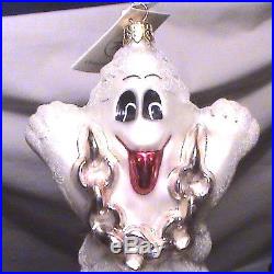 1996 Christopher RADKO Ghost with Chains/Pumpkin Halloween Ornament-POLAND