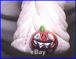 1996 Christopher RADKO Ghost with Chains/Pumpkin Halloween Ornament-POLAND