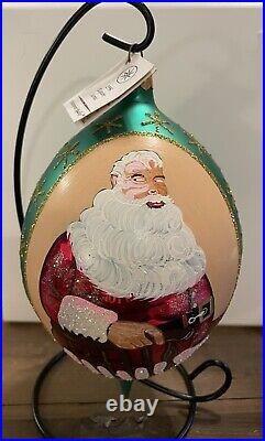 1996 Christopher Radko ESQUIRE SANTA Teardrop Ornament with box, Hangtag #642/750