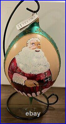 1996 Christopher Radko ESQUIRE SANTA Teardrop Ornament with box, Hangtag #642/750