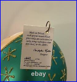 1996 Christopher Radko ESQUIRE SANTA Teardrop Ornament with box, Hangtag #642/750