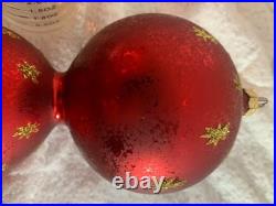 1997 Christopher Radko, Triple Ruby Star Drop 12 Ornament Red Gold 97-082-0