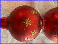 1997 Christopher Radko, Triple Ruby Star Drop 12 Ornament Red Gold 97-082-0