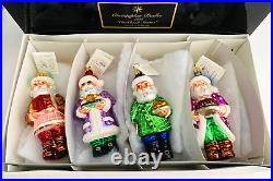 1998 CHRISTOPHER RADKO Set Of 4 COOKBOOK SANTA Chef Ornaments 6 IN BOX 98-SP-35