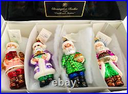 1998 CHRISTOPHER RADKO Set Of 4 COOKBOOK SANTA Chef Ornaments 6 IN BOX 98-SP-35