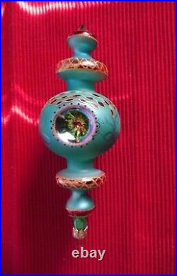 1998 Christopher Radko BLUE 7 Mini Razzmatazz Triple Indent Drop Ornament
