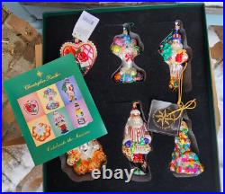 2000 CHRISTOPHER RADKO Celebrate the Seasons 6 Glass Christmas Ornaments