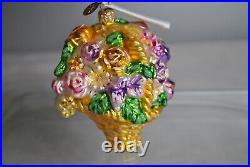 2000 Radko ELLAS YELLOW BASKET 00-099-0 Flowers Spring Christmas Ornament 5