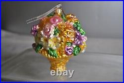 2000 Radko ELLAS YELLOW BASKET 00-099-0 Flowers Spring Christmas Ornament 5