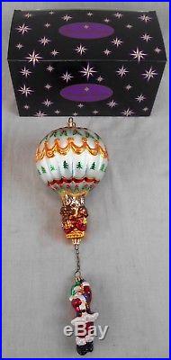 2001 Christopher Radko Hang On'Til Christmas Santa Hot Air Balloon Ornament MIB