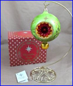 2002 Christopher Radko Ice Ball Beauty Green & Gold 5 Glass Christmas Ornament
