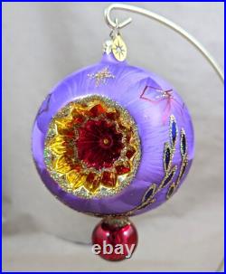 2002 Christopher Radko Ice Ball Beauty Purple & Red 5 Glass Christmas Ornament