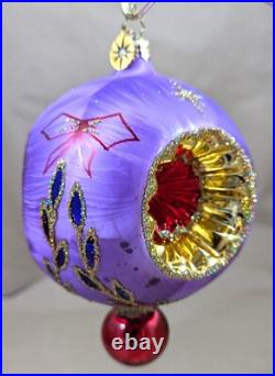 2002 Christopher Radko Ice Ball Beauty Purple & Red 5 Glass Christmas Ornament