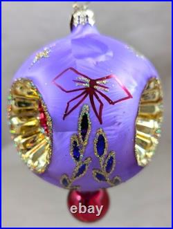 2002 Christopher Radko Ice Ball Beauty Purple & Red 5 Glass Christmas Ornament