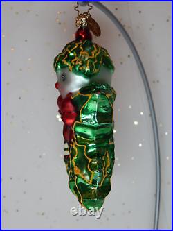 2002 Christopher Radko RARE Green Holly Jean Ornament Retro Ivy Leaf Snowman