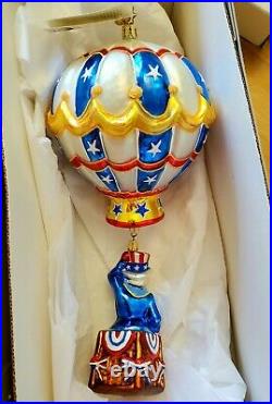 2002 Radko Glory Abounds Uncle Sam Hot Air Balloon 02-0481-0 Patriotic Ornament