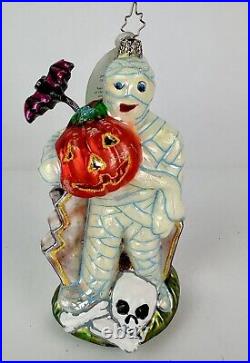 2004 Radko MUMMY SCARIEST Bat Pumpkin Tombstone Halloween Ornament read