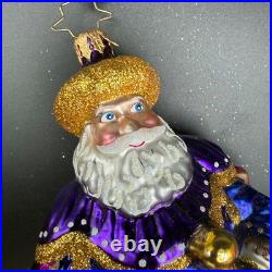 2015 Chritopher Radko Wonderous Journey 7.5 Ornament 1017879 Blue Purple Santa
