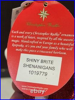 2018 NWT Radko SHENANIGAN 1019779 Santa Ornament Indent Reflector Ball 6.5