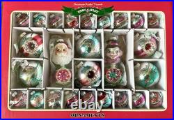 26 Assortment Set Shiny Brite Christmas Ornaments 2 Figural Indents Radko