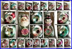 26 Assortment Set Shiny Brite Christmas Ornaments 2 Figural Indents Radko