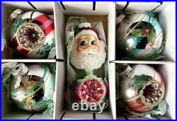 26 Assortment Set Shiny Brite Christmas Ornaments 2 Figural Indents Radko