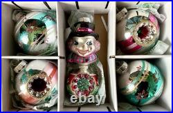 26 Assortment Set Shiny Brite Christmas Ornaments 2 Figural Indents Radko