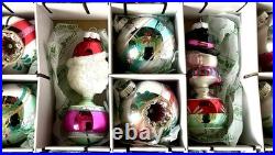 26 Assortment Set Shiny Brite Christmas Ornaments 2 Figural Indents Radko