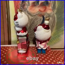 2 Christopher Radko Glass Christmas Ornaments Hello Kitty 2024 Sanrio Sled Ski