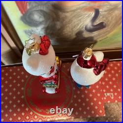 2 Christopher Radko Glass Christmas Ornaments Hello Kitty 2024 Sanrio Sled Ski