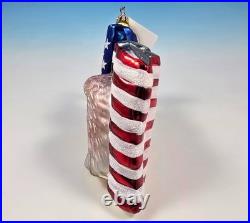 2 Christopher Radko Patriotic Christmas Ornaments Bold & Brave Bold White & Blue