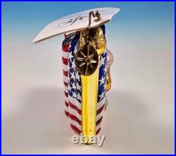 2 Christopher Radko Patriotic Christmas Ornaments Bold & Brave Bold White & Blue