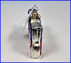 2 Christopher Radko Patriotic Christmas Ornaments Bold & Brave Bold White & Blue