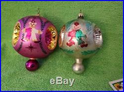 2 Vintage Christopher Radko 1991 & 1950 Triple Elf Reflector Christmas Ornaments